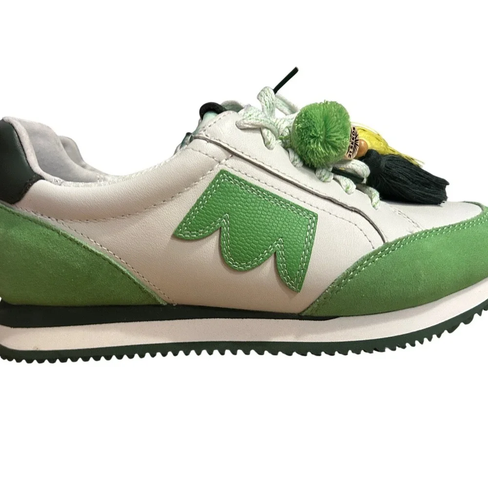 Birdies x 21Seeds Women Green White Leather Suede Roadrunner Sneakers Size 6.5
